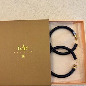 Gas Bijoux Blue Glossy Acetate Hoop Earrings 24- carat gold plating